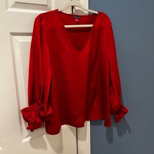 Vince Camuto Vibrant Red Blouse with Ruffled Sleeves